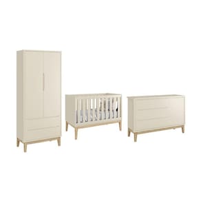 Dormitório Classic 2 Portas e Cômoda com Porta com Pés Madeira Natural - Reller Móveis