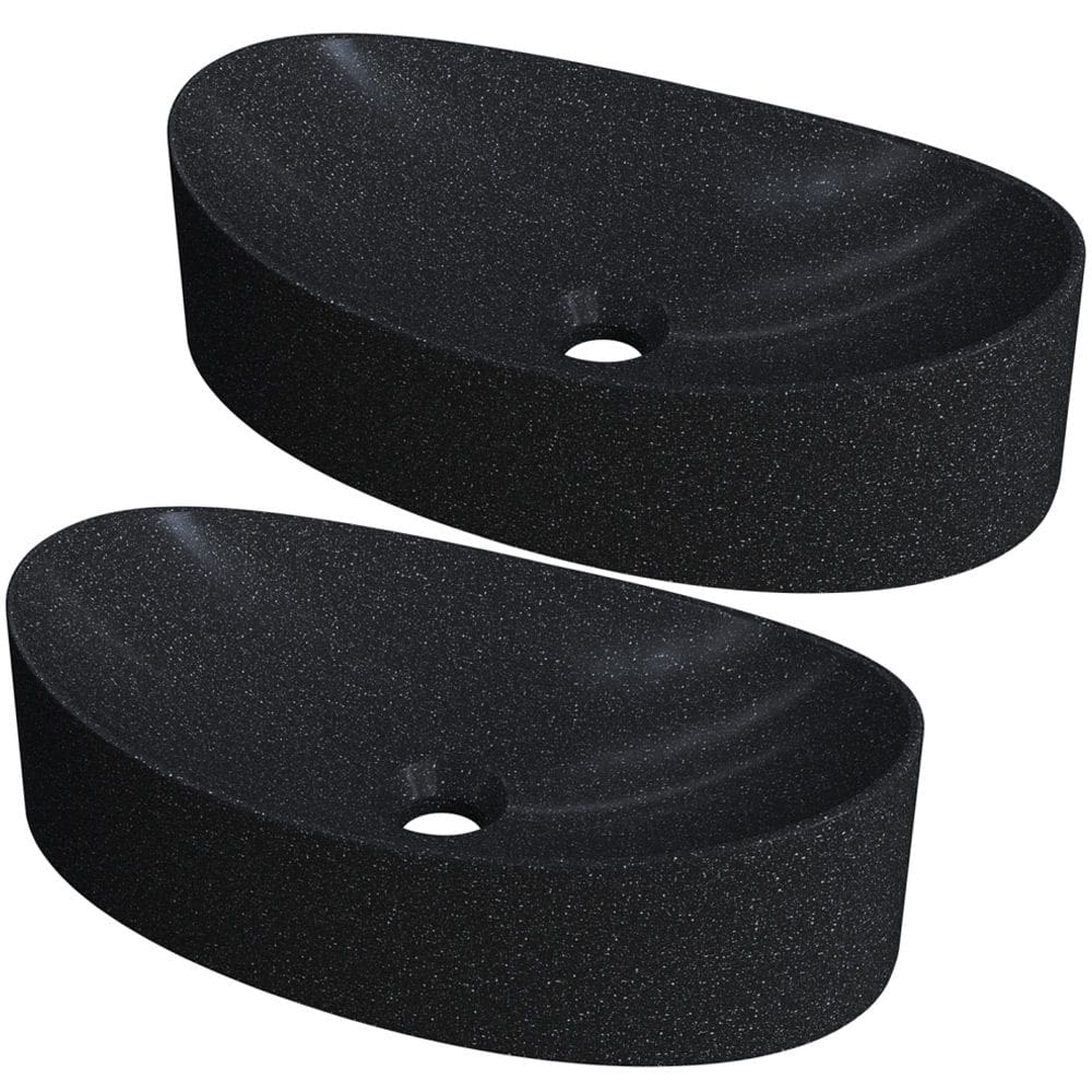 Kit 02 Cubas de Apoio Canoa Para Banheiro Lavabo C01 BC47W Preto Granit - Lyam