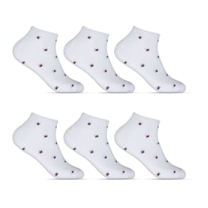 Kit 6 Pares Meias Invisível Algodão Hoahi Branco com Detalhe