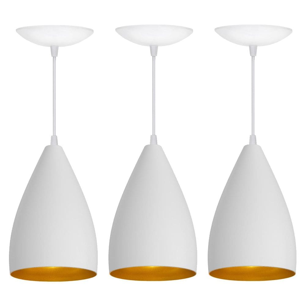 Pendente Vegas Branco/Dourado 23,5cm - Inove Iluminação