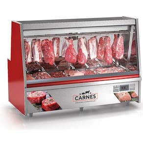 Balcão Frigorifico Turino Com Depósito Gats200d Gelopar Expositor De Carnes Vermelho 220v
