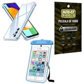 Capinha para Galaxy M15 + Capa Prova D`agua + Pelicula de Vidro 3D - Armyshield