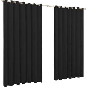 Cortina De Microfibra 4,00X2,80 Preto Ilhós Cromado Quadrado