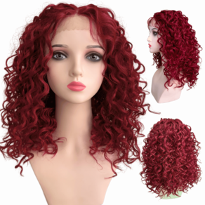 Peruca Cacheada Front Lace 13x1 HD média orgânica baby hair