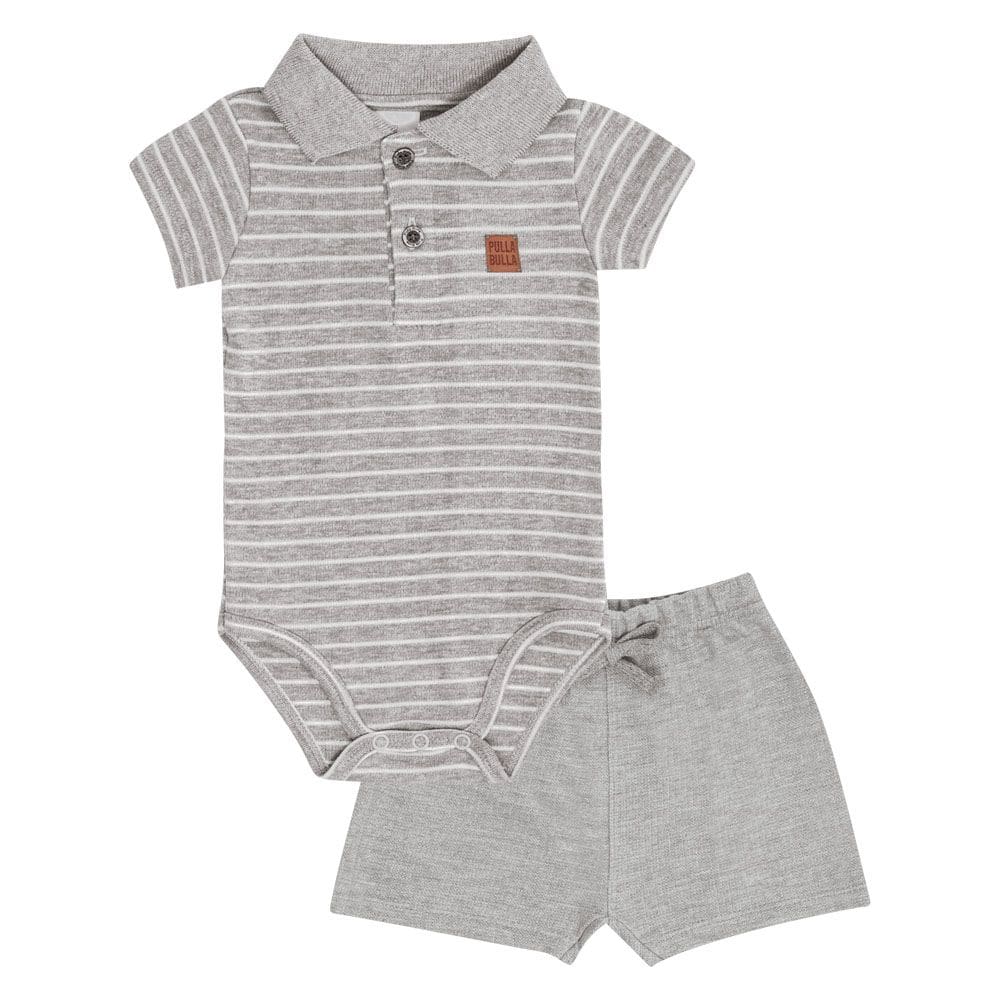 Conjunto Bebê Menino - Listrado Mescla Cinza - 50570-835