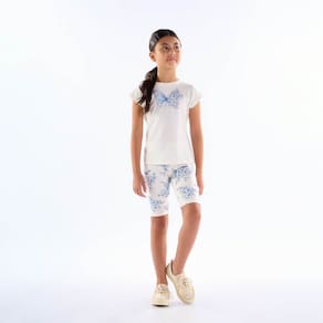 Conjunto Infantil Menina - Off White / Azul - 50727-1323