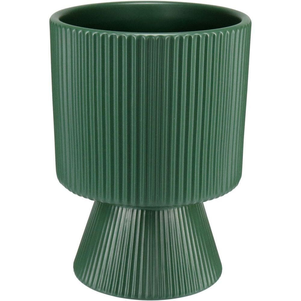 Cachepô Vaso Decorativo Planta Redondo Home&co Cerâmica 16x12x12cm Verde