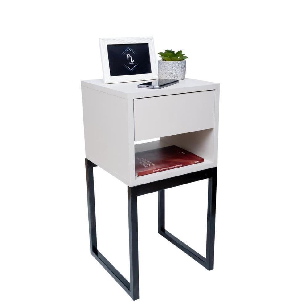 Mesa Cabeceira Industrial Eco 30 Base Preta Enviamos Montado
