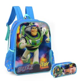 Mochila Buzz Toy Story De Costas Com Estojo Escolar Meninos