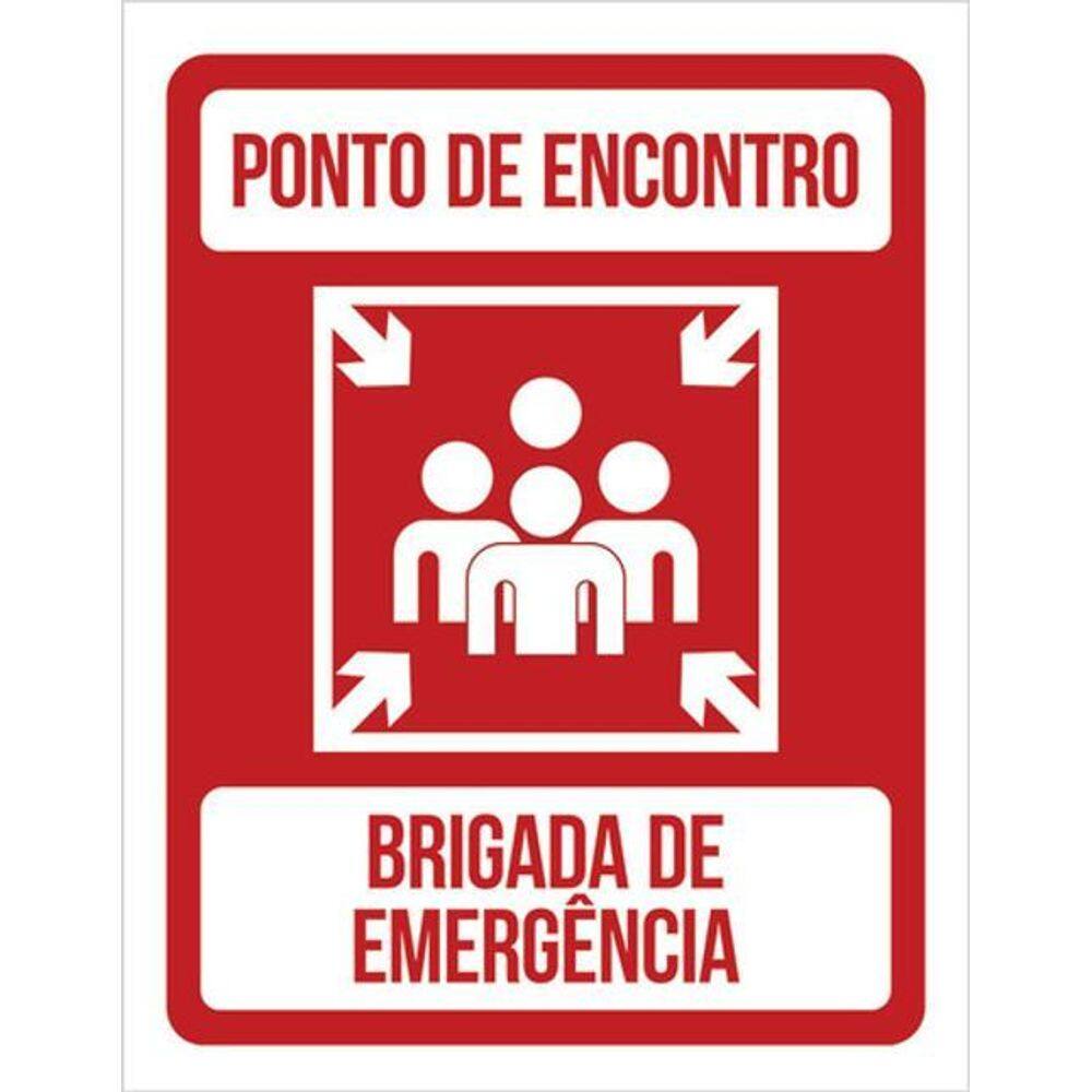 Kit 5 Placas De Sinalização - Ponto Encontro Brigada