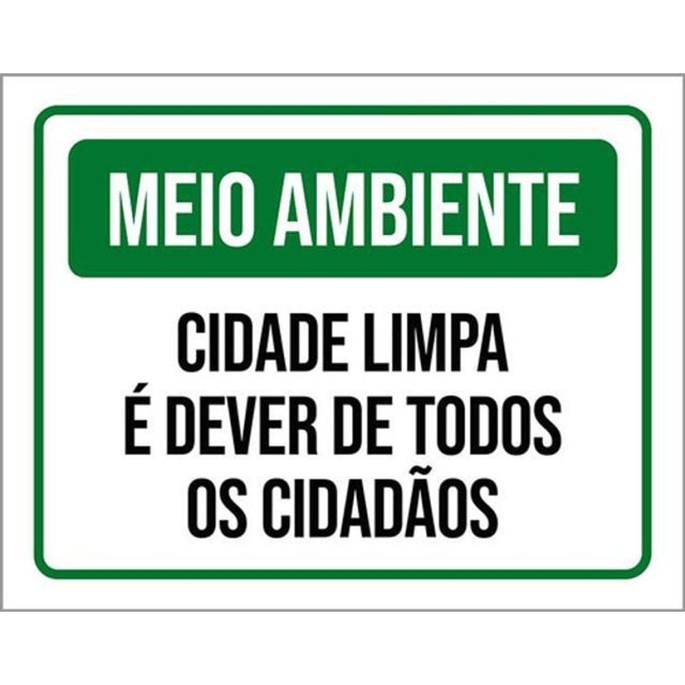 Kit 5 Placas Meio Ambiente Cidade Limpa É Dever De Todos