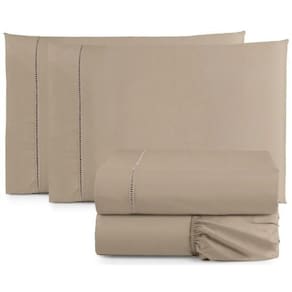 Jogo De Lençol Cama Box Casal 4 Peças Percal 400 Fios Cáqui