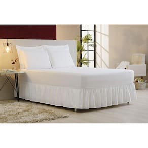 Saia Para Cama Box Queen Size Elástico Ajustável - Branca