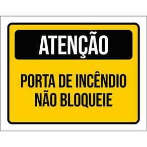 Kit 5 Placas Sinalização Atenção Porta Incêndio Não Bloqueie