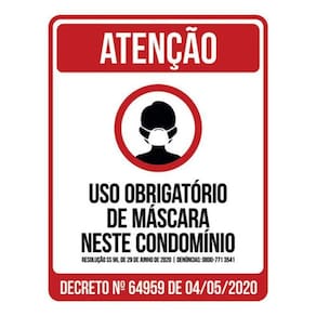 Kit 3 Placas Vermelha Uso Obrigatório Máscara Condomínio