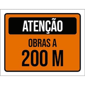 Kit 5 Placas De Atenção Obras A 200 Metros 36X46