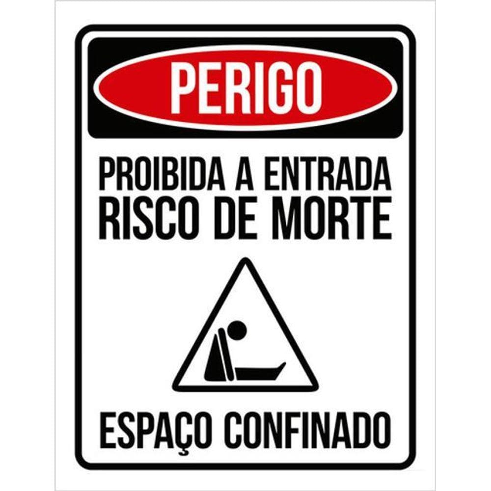 Kit 5 Placas Sinalização - Perigo Proibida Entrada Risco