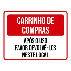 Kit 5 Placas Carrinhos Compras Após Uso Devolvê-Los
