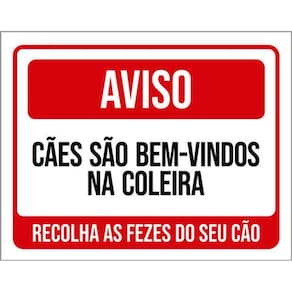 Kit 5 Placas Cães São Bem Vindos Na Coleira Recolha Fezes