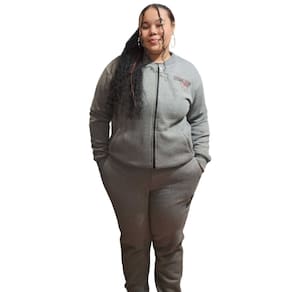 Blusa Moletom Bomber Feminina Cinza, Flanelada Com Bolso e Sem Capuz