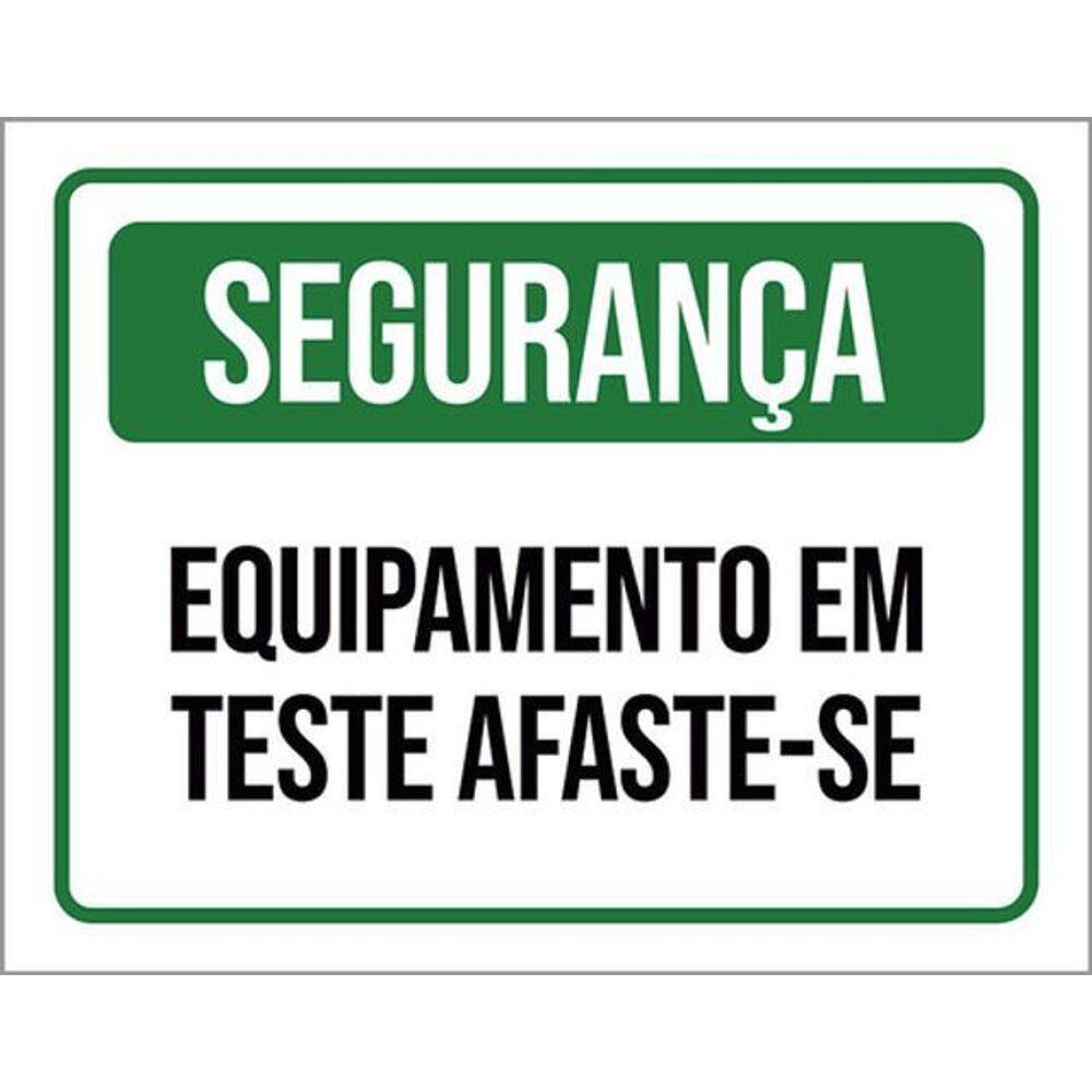 Kit 5 Placas Segurança Equipamento Teste Afaste-Se 36X46