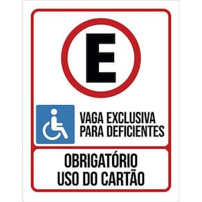 Kit 5 Placas Vaga Exclusiva Deficientes Cartão 36X46