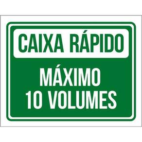 Kit 5 Placas Verde Caixa Rápido Máximo 10 Volumes 36X46