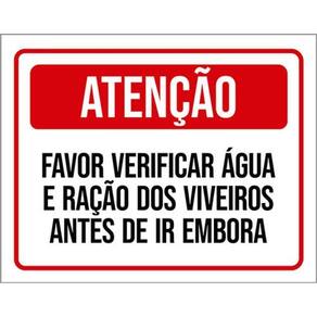 Kit 5 Placas Atenção Favor Verificar Água Ração Viveiros