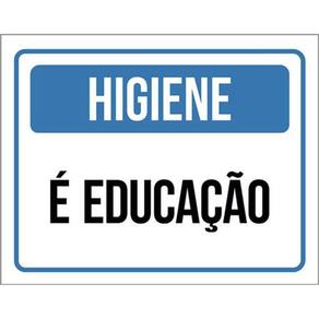 Kit 3 Placas Sinalização - Higiene É Educação Azul