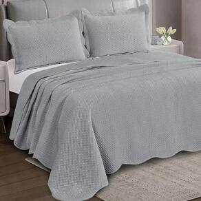 Colcha Queen Velvet Neo Camesa 2,40x2,60 - Cinza