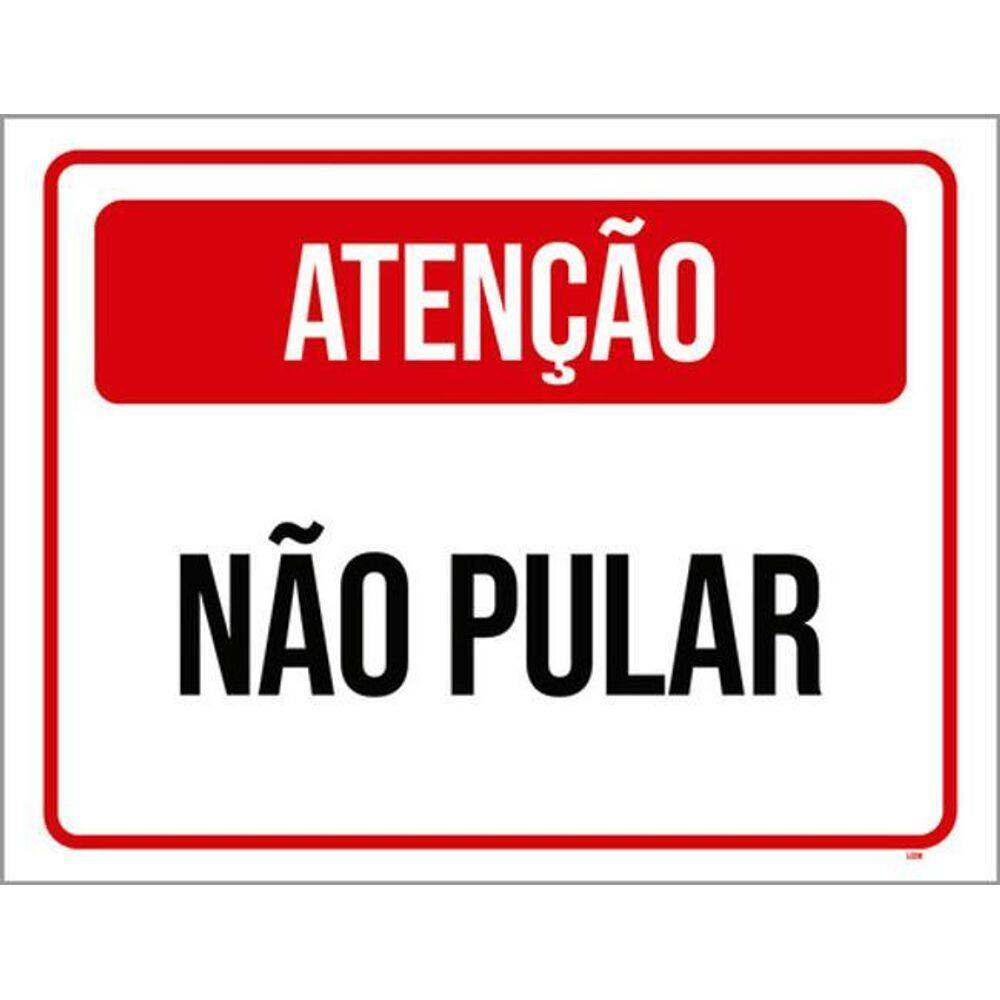 Kit 5 Placas Sinalização - Atenção Não Pular Vermelha