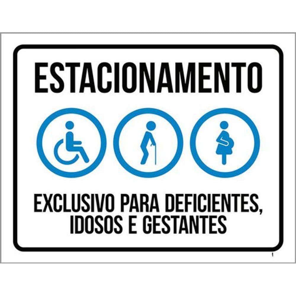 Kit 5 Placas Estacionamento Exclusivo Deficientes Idosos