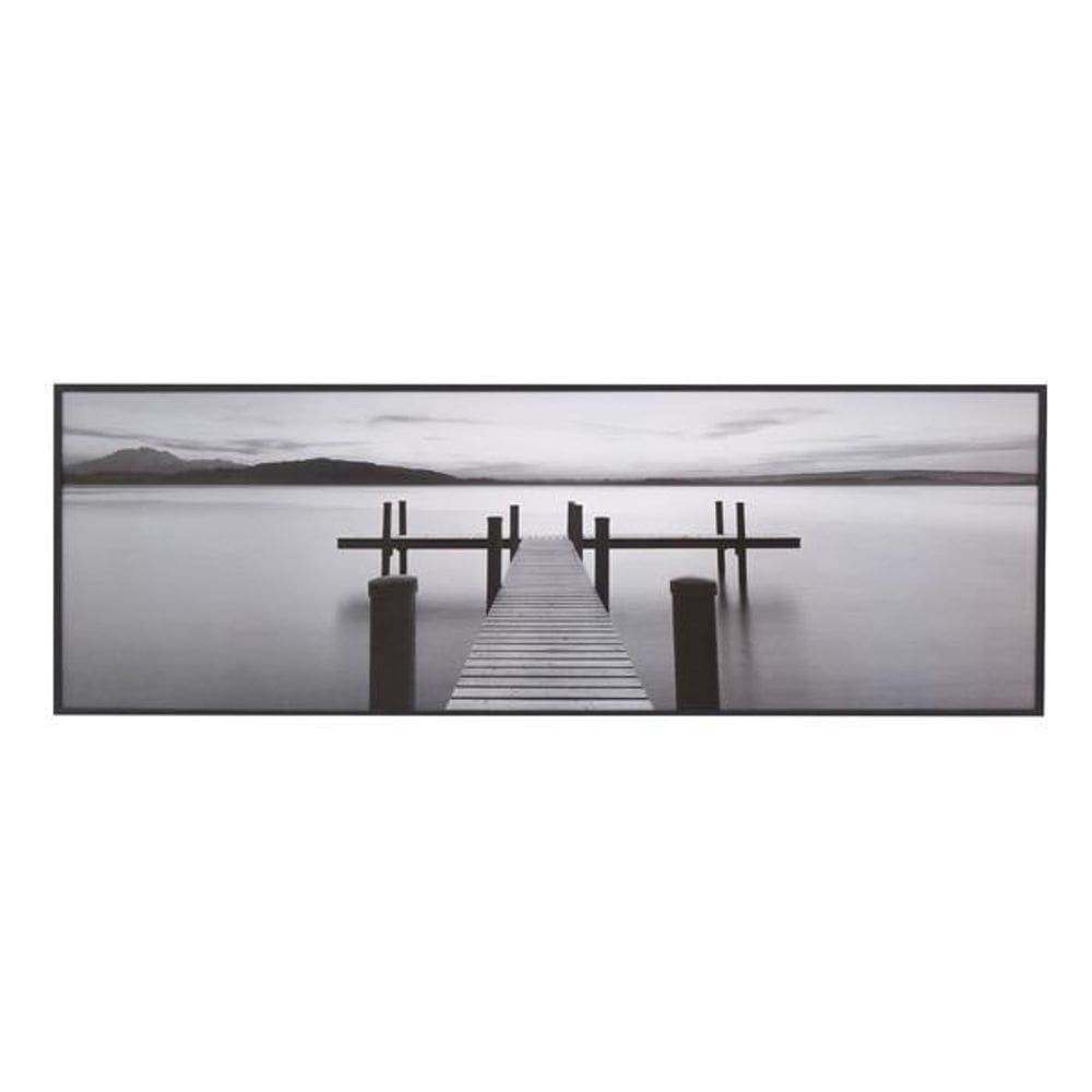 Quadro Decorativo Barcelona Ponte Preto E Branco 30X90Cm