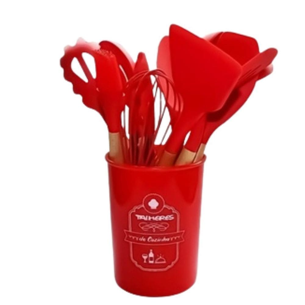 Jogo Kit 12 Colheres Silicone Peças Espátula Colher E Pincel