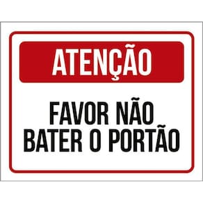 Kit 5 Placas Atenção Favor Não Bater Portão Vermelha 36X46