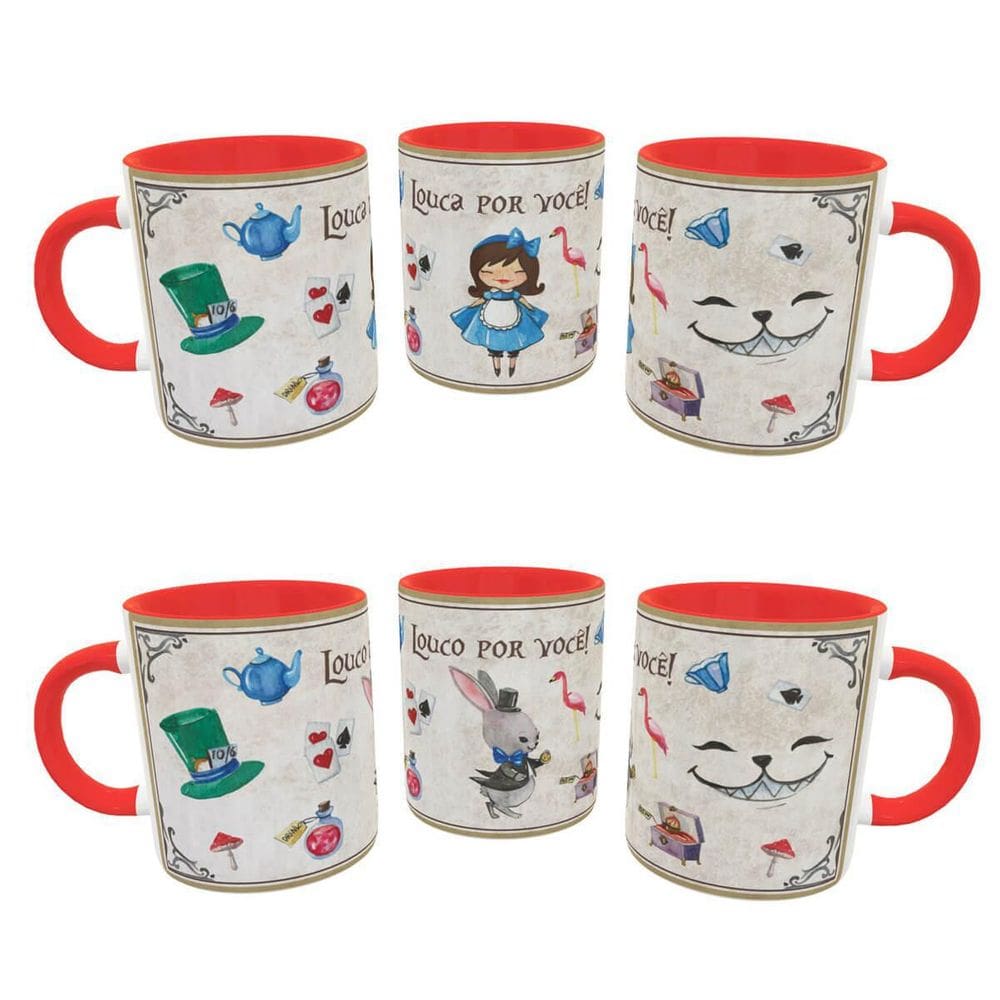 Kit 2 Canecas Casal Maluco Wonderland Namorados Geek
