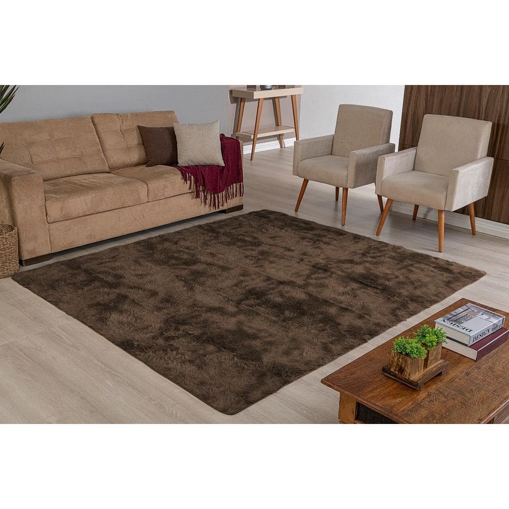 Tapete Sala Quarto 2 X 1,50 Tabaco Peludo Antiderrapante