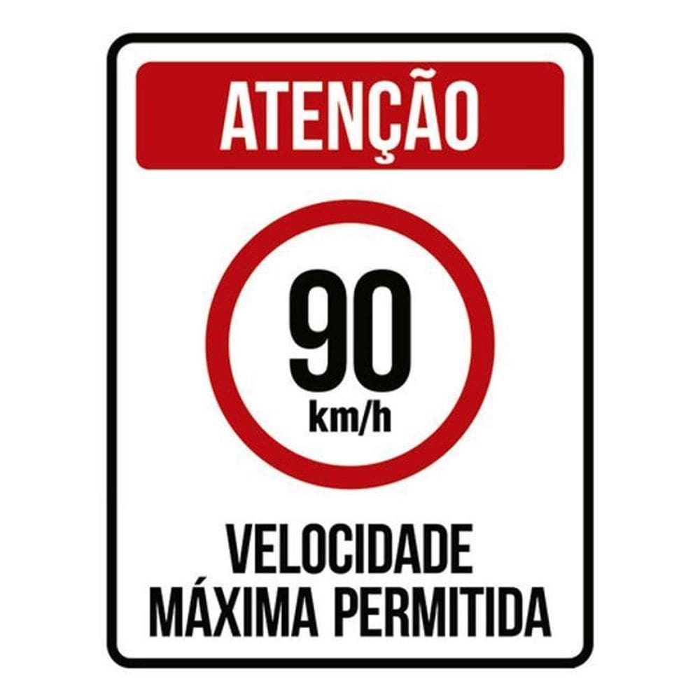 Kit 5 Placas Velocidade Máxima 90Km Máximo 36X46