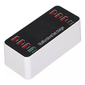 Carregador Usb 8 Portas Display Tipo C 60w Carga Rapida 3.0