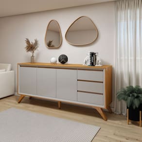 Buffet Para Sala de Jantar 3 Portas Málaga Naturalle/Off White