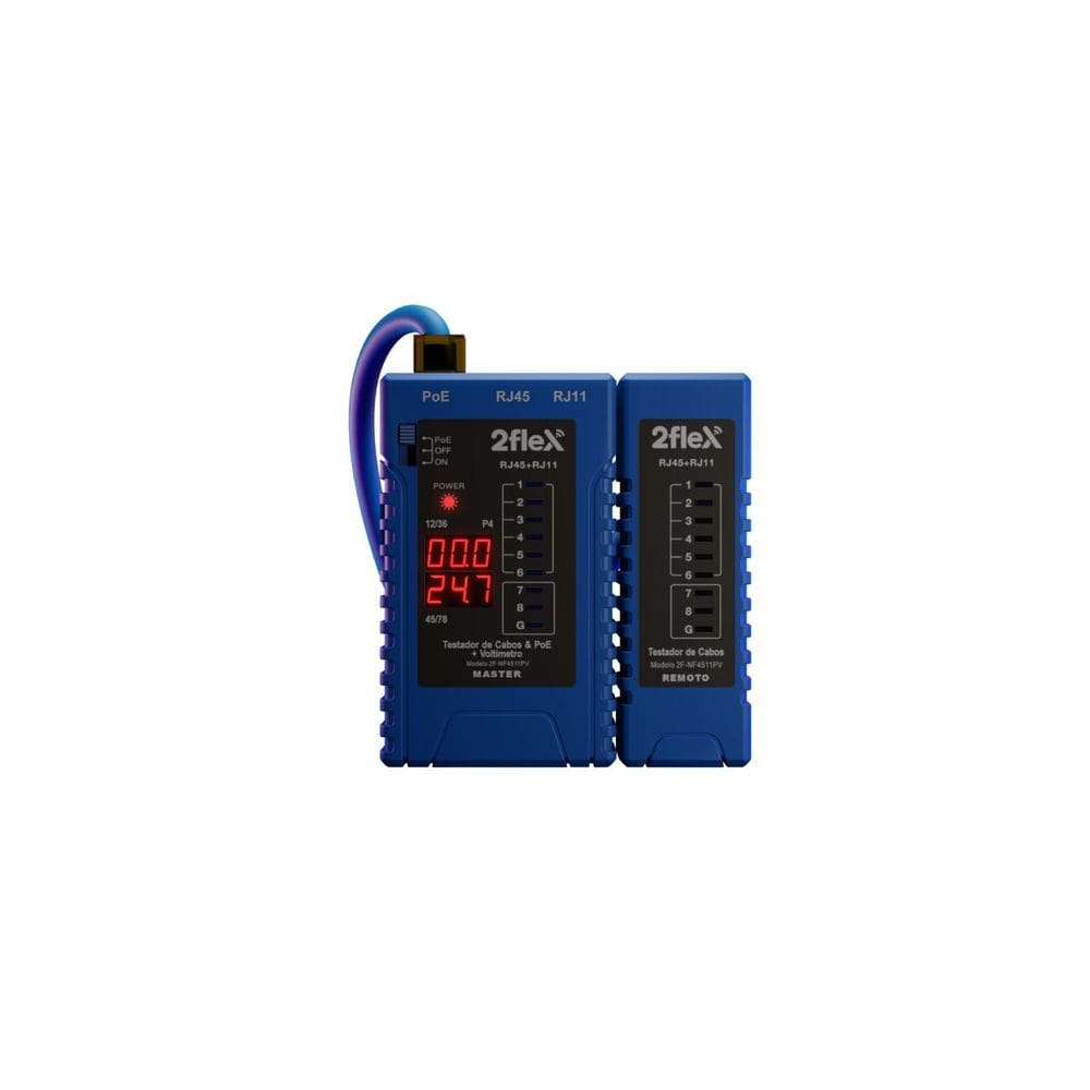 Testador De Cabos Redes C Poe E Voltímetro 2Flex 2F-Nf4511Pv