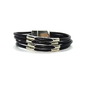 Pulseira De Couro Masculino Preto De Niro