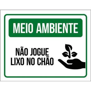 Kit 5 Placas Meio Ambiente Não Jogue Lixo No Chão Verde