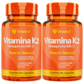 Kit Com 2 Vitamina K2 Menaquinona Mk-7 1 Cápsula Ao Dia 100% Idr Total 120 Cápsulas - Videira7