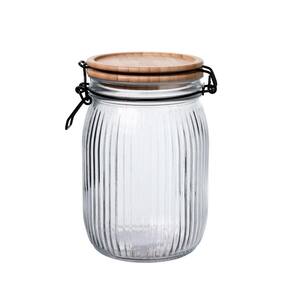 Pote Vidro Hermético Versalhes Tampa Bambu Trava Prime 1200ml - Lehaví