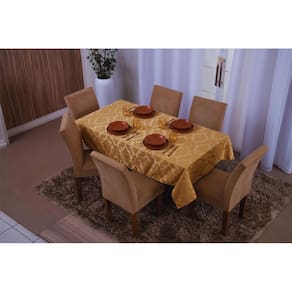 Toalha Mesa Jacquard Dourada 1,35x2,60 -