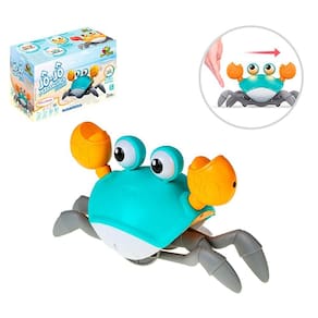 Brinquedo Caranguejo Fujão Com Sons Luzes Recarregável Azul