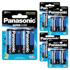 Kit 10 Pilhas Grande D Panasonic Comum R20 5 Cartelas C/2