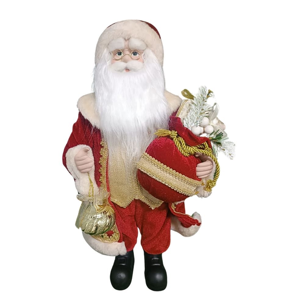 Papai Noel em Pé Vermelho e Dourado 45CM Florarte