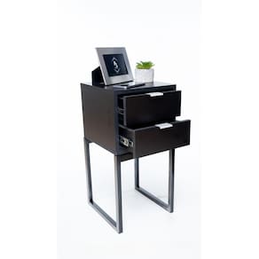 Mesa Cabeceira Industrial Preto Eco 30Cm 2 Gavetas Base